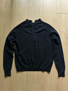 Vintage Black Mock Neck Zipper Sweater